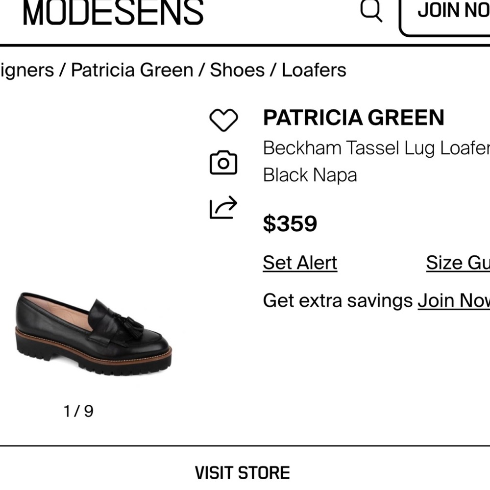 Patricia Green Black Lug Sole Loafers